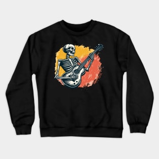 Skeleton Playing Guitar Rock Band Crewneck Sweatshirt